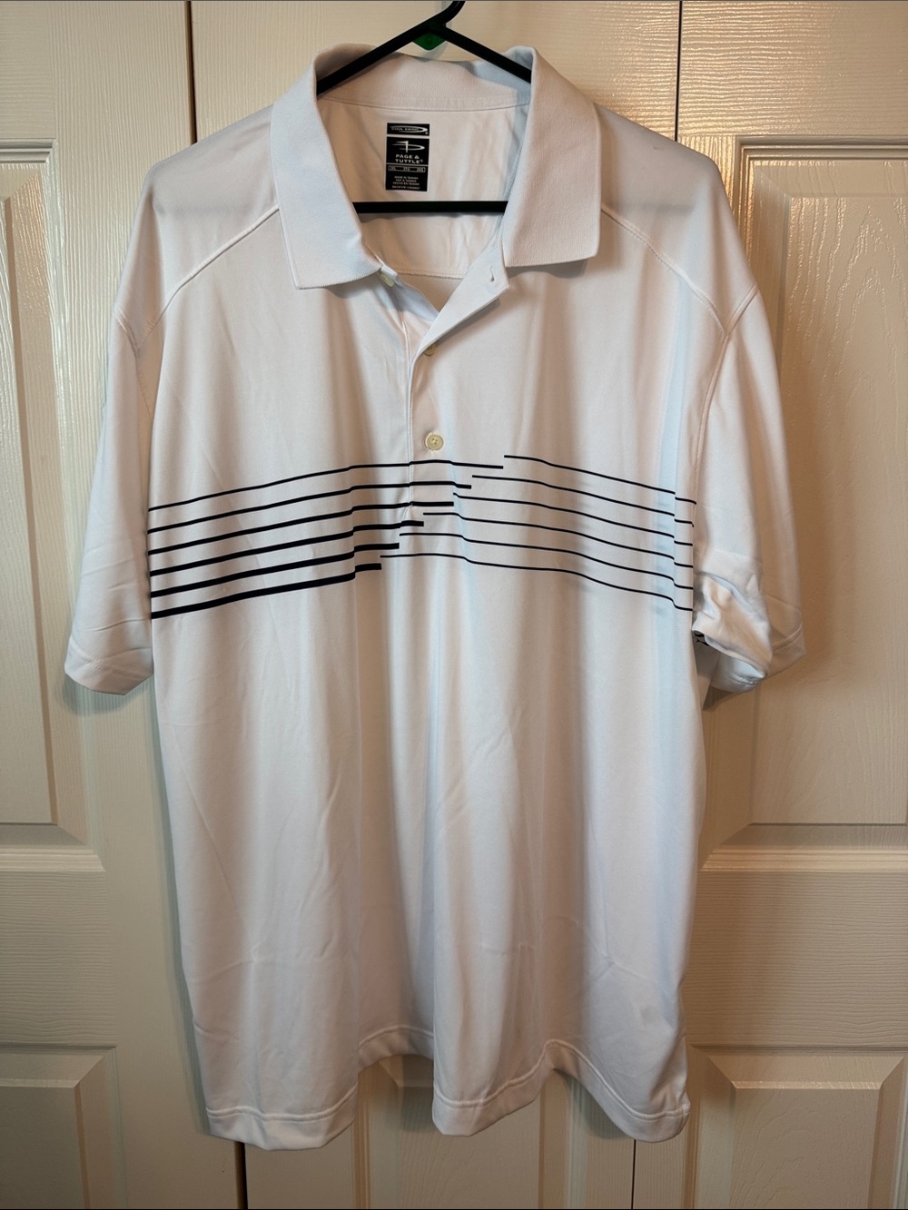 PGA TOUR White Polo with Black Stripe Band | 2XL